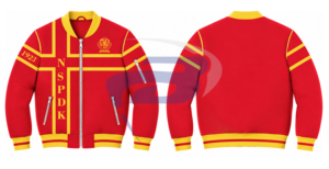เสื้อแจ็คเก็ตวาร์ซิตี้สำหรับผู้หญิง NSPDK สีเหลือง ปักตัวอักษรกรีก ซิปด้านหน้า สไตล์พรีปปี้ คอปกและปลายแขนเสื้อแบบ Letterman - Product Image 3