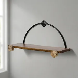 <b>Wall</b> Mounted Metal Wood <b>Shelf</b> Decorative <b>Floating</b> Storage Rack Display <b>Shelf</b> for Home Entryway - Product Image 6