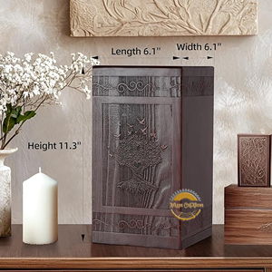 Premium Walnut Wood Funeral Urn Solid Rosewood Ashes Urn for Adults Wooden Cremation Urn with Engraved Design Traditional Wooden - Product Image 2