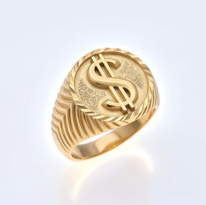 Anillo DIVYORO para Hombre con Motivo de Dólar, Chapado en Oro, de Cobre y Latón, para Ocasiones Festivas - Product Image 1