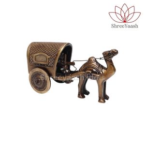 Handcrafted Polished Brass Religious Camel Cart Statue 570g Gravure Printing Home Decor Figurine for Good Luck Shubham Uttar - Product Image 4