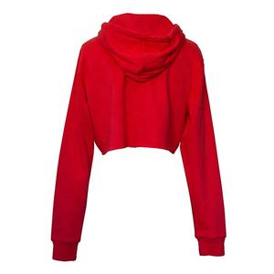 Venta al por mayor 100% algodón tecnología fleece crop top mujeres sudaderas con capucha de manga larga pulóver ropa de calle sexy recortada Sudadera con capucha bordada - Product Image 2