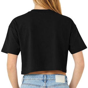 Custom Brand Women <b>Crop</b> T-Shirt Summer Premium Weight 100% Cotton Soft Breathable Solid Plain Cropped Tee Shirt Bulk - Product Image 2