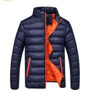 Nouvelle conception 2026 – Doudoune noire pour homme à col montant, fermeture éclair, décontractée, pour l'hiver, en polyester matelassé, coupe-vent, couleur unie