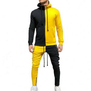 Chándal ajustado de bloque de color de dos tonos para hombre de calidad superior con rayas laterales, trajes para correr, suéter de entrenamiento de gimnasio, chándales - Product Image 3