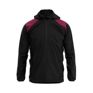 Custom Gaelic Hooded Rain Shell <b>Jacket</b> 100% Polyester Waterproof Football Team <b>Lightweight</b> Windproof Training Teamwear OEM - Product Image 1