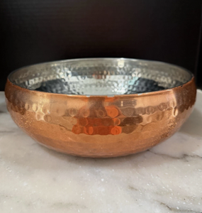 Cuenco Artesanal de Cobre y Plata Martillado, Recipiente Metálico Bicolor Martillado a Mano, Cuenco de Cobre Inoxidable para Servir, Cobre Cálido - Product Image 2