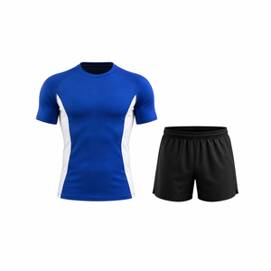 Ensemble T-shirt et short de sport pour homme, été, fitness, maille légère, respirant, évacuation de l'humidité, séchage rapide, course à pied, entraînement, vêtements de sport - Product Image 1