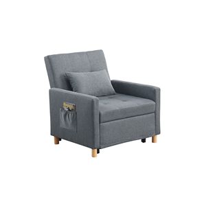 Poltrona Letto Convertibile Multifunzionale Regolabile in Tessuto Morbido per Soggiorno con Cuscino - Product Image 5