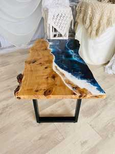 Custom Luxury <b>Epoxy</b> Resin River <b>Table</b> Solid Wood Live Edge Dining Conference Office <b>Table</b> Handmade Modern Wooden Furniture - Product Image 3