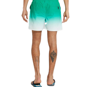 Short de bain décontracté pour homme, vert et blanc, taille mi-haute, cordon de serrage, séchage rapide, 100 % polyester, avec poches - Product Image 2