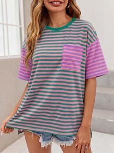 Camiseta de mujer de color sólido, informal, de manga corta, 100% algodón, talla grande, muy vendida. - Product Image 6