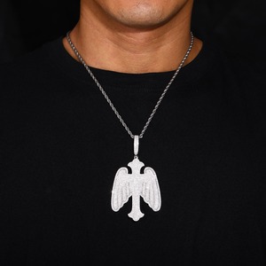 Colgante de Cruz con Alas de Ángel para Niños, Chapado en Oro sobre Plata 925, con Microincrustaciones de Moissanita, Estilo Hip-Hop, Europeo Americano, Personalizado - Product Image 6