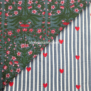 ผ้าฝ้ายทอแบบถักนิตติ้งลายดอกไม้สีเขียวชมพู  แบบกลับด้านได้  เป็นมิตรกับสิ่งแวดล้อม ระบายอากาศได้ดี น้ำหนักเบา เหมาะสำหรับเย็บผ้าห่ม - Product Image 4