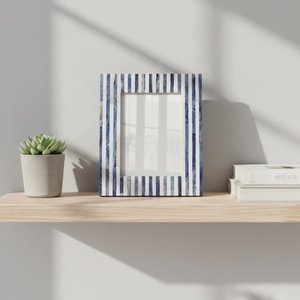 ZONE ARTISANAUTE HCZ-46 Cadre photo vertical élégant 4x6 fait main avec impression UV, incrustation osseuse, design tressé perlé, durable, pour table - Product Image 1