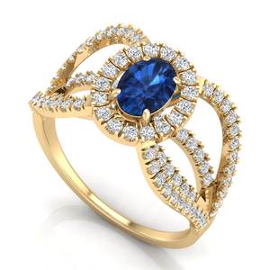 Bague de fiançailles solitaire en or massif 14 carats avec saphir bleu ovale de 0,75 carat pour femme, prix de gros REYES - Product Image 2