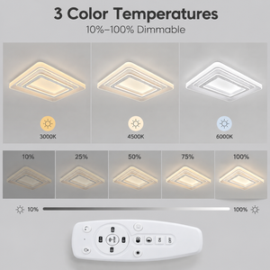 Plafonnier Led rectangulaire moderne en fer et acrylique, 440W, télécommande à intensité variable, pour salon et chambre à coucher, 110x75cm - Product Image 3