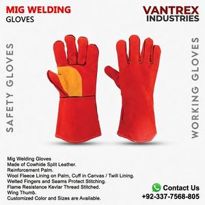 Leather <b>Gloves</b> Top Selling Wholesale Welding <b>Gloves</b> Wool Fleece Lining <b>Long</b> Cuff Heat Resistant Welding <b>Gloves</b> - Product Image 6