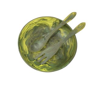 Hermoso Plato Redondo de Resina para Comida, Diseño Único, Hecho a Mano, con Efecto Marmoleado, Juego de Platos para Servir Ensaladas - Product Image 2