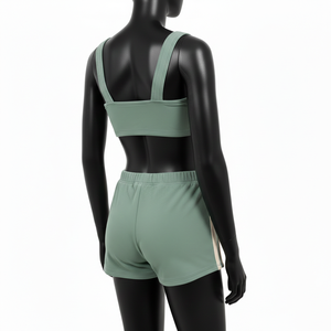 Conjunto de Bikini Premium para Mujer, Poliéster Suave GSM con Spandex, Color Verde Menta, Pantalones Cortos con Paneles Laterales, Logotipo Bordado, Conjunto de Bikinis para Mujer - Product Image 5