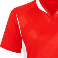 Jersey Rugby Wanita Merah Bermotif Sublimasi Lengan Pendek Atasan Olahraga Pakaian Tim Seragam Atletik Kaos Latihan Kompetisi Luar Ruangan