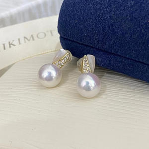 Boucles d'oreilles en perles d'eau douce de 9 à 11 mm, argent pur, style français, rondes, forte brillance, bijoux à la mode - Product Image 4