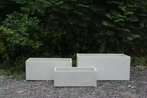 Ensemble de 2 jardinières de jardin extérieures contemporaines en béton écologique à parois épaisses durables Pots de fleurs durables pour les plus difficiles - Product Image 3