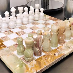 Multi Green Onyx White Marble Safe Fire Resistant <b>Chess</b> <b>Set</b> Natural Stone <b>Board</b> Game Handmade Pieces Dining Wall Living Room - Product Image 3