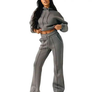 High Quality Custom Women's Tracksuit Plus Size 2 Piece Sportswear Set Breathable <b>Sweatshirt</b> Pants Fitness Streetwear Wholesale - Product Image 1