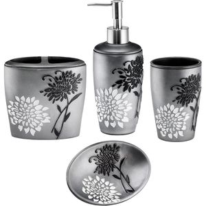 Set di Accessori Bagno Moderni e Classici 4 Pezzi, Design Unico: Dispenser Sapone, Bicchiere, Porta Spazzolino, Portasapone per il Bagno di Casa - Product Image 1
