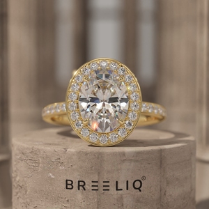 Elegant diamond engagement ring with halo setting and pave band in white gold luxury <b>bridal</b> jewelry wedding proposal ring - Product Image 1