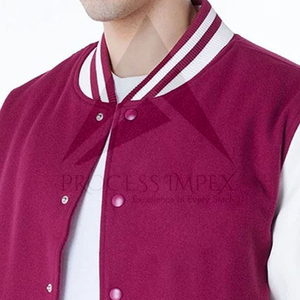 Veste universitaire pour homme, couleur marron et blanc, col rabattu, boutons sur le devant, polyester et coton, vêtement d'automne - Product Image 4