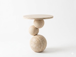 Mesa de Centro Moderna de Piedra con Base Esférica, Muebles Minimalistas para Sala de Estar, Diseño Artesanal - Product Image 1