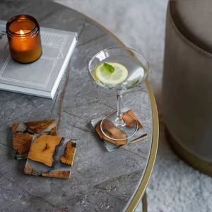 Handmade Round Wood & Smoky Grey Epoxy Resin <b>Coaster</b> Set with Modern Design and Cork Backing REHMAN CRAFT - Product Image 6