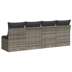 Sofá de Jardín de Poliratán Gris de 4 Plazas con Patas Ajustables, Muebles de Exterior Cómodos y Elegantes - Product Image 6
