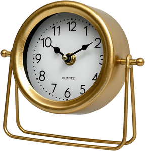 Elegant Brass Tabletop <b>Clock</b> with Glass Cover Vintage Desktop Timepiece Classic Home Office Decoration - Product Image 1