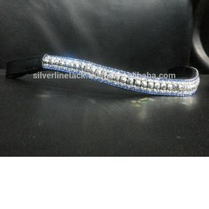 Cómoda Diadema para Caballo con Diseño de Ondas de Cristal Brillante, Color y Logotipo Personalizables, Hecha de Cuero para Uso Ecuestre - Product Image 2