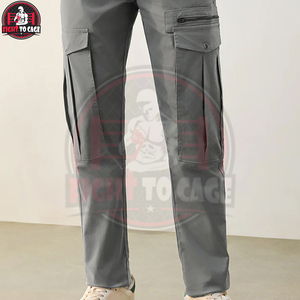 Pantalones Cargo para Hombre, Personalizados al por Mayor, Ligeros, Casuales, de Algodón, con Cintura Elástica Completa y Cordón Ajustable, 6 Bolsillos - Product Image 4