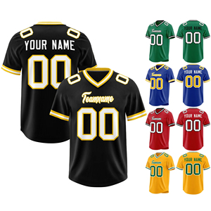 Maillot de football américain haut de gamme 100 % polyester, anti-humidité, logo personnalisé, sublimation, tenue d'équipe, OEM, vente en gros, manches courtes, couleur unie - Product Image 1