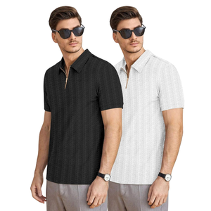 T-shirt à manches courtes en polycoton texturé pour homme – Coupe décontractée classique pour un confort et un style quotidiens - Product Image 5