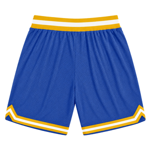 Shorts de basket-ball en maille sublimée bleu royal et jaune pour hommes, vêtements de sport légers en polyester, shorts de match d'équipe, vêtements de compétition - Product Image 2