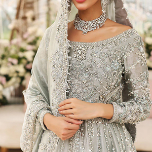 Vestido de Novia Bordado Largo hasta el Suelo al por Mayor para Mujer, Estilo Indio Pakistaní, Patrón Sólido, para Ocasiones Formales, Boutique de Bodas - Product Image 3