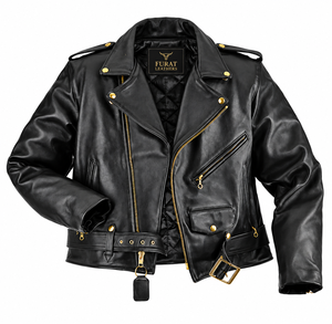 เสื้อแจ็คเก็ตหนังแท้ FURAT LEATHERS สำหรับขี่มอเตอร์ไซค์  แบบสตรีท  ระบายอากาศได้ดี  สำหรับผู้ชาย  ใส่ได้ในฤดูใบไม้ร่วง  แบบลำลอง  คอตั้ง  ปิดด้วยซิป - Product Image 1