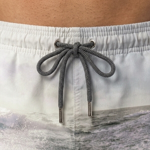 Shorts de bain décontractés pour hommes, bleu marine, imprimé floral, avec cordon de serrage - Product Image 6