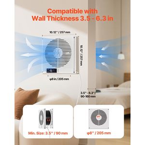 Ventilatore da Parete 2-in-1 da 7,5 Pollici, 305 CFM, con Telecomando, 10 Velocità, Silenzioso, per Ventilazione da Stanza a Stanza - Product Image 2