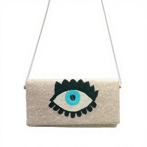 Sac à main de soirée bohème de luxe pour femme, pochette en toile avec broderie acrylique, Guru Kirpa Export House - Product Image 1