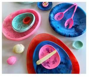 Moderna tazón de resina decorativa para servir en la mesa de comedor, perfecta para ensaladas de frutas, servir bocadillos, elegante vajilla de cocina. - Product Image 5