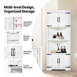 Bianco 68 \ "angolo armadio con 4 porte in legno e ripiani regolabili per l'organizzazione della cucina - Product Image 4