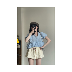 Jupe-short décontractée pour femme à taille haute élastique avec cordon de serrage, coupe régulière, qualité supérieure, séchage rapide, écologique - Product Image 3