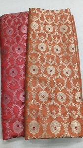 Tela de Saree de Seda Banarasi con Jacquard Floral Brocado - Product Image 3